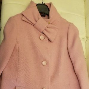 Kate Spade Pink Bow Neck Wool Coat Sz 8